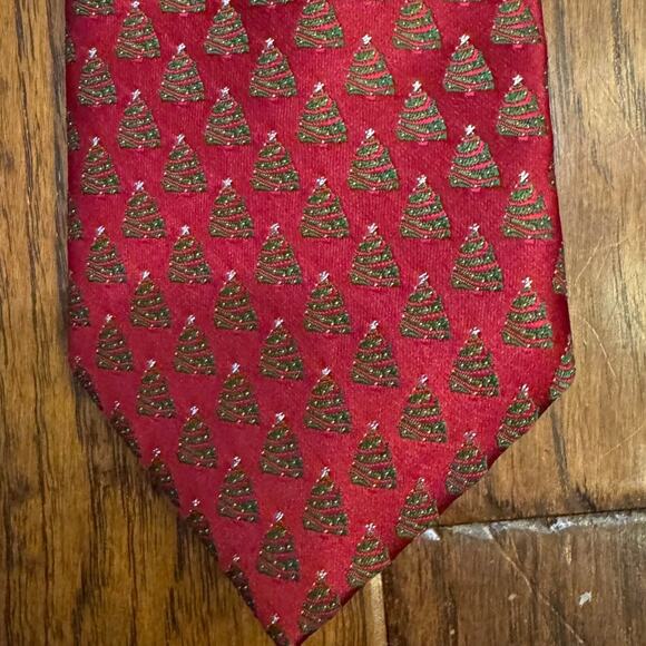 Vintage Sears Noel Holiday Collection Christmas Tree Foulard Tie 60" Necktie - Picture 1 of 4